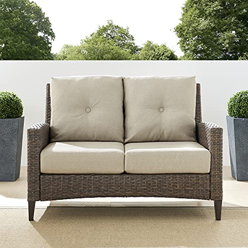 Crosley Furniture Co7161-Lb Rockport Outdoor Wicker High Back Loveseat, Light Brown #TOP6