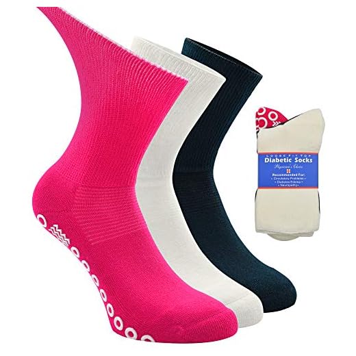 Socks Daze Anti Skid Diabetic Hospital Loose Fitting Socks Womens, Lightweight Circulation Non Slip Cotton Diabetic Socks for Women 3 Pairs Muliti-colored Medium