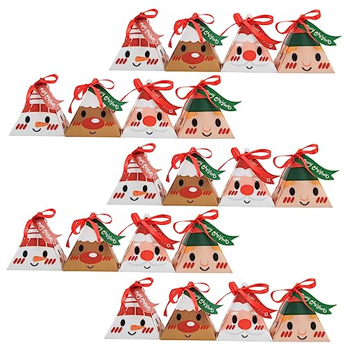 EXHUMKY Caixas de 24 unidades. Triângulo de cartão apresenta suportes caixas de pastelaria bolsas de Natal recipientes de Natal bolachas de Pai Natal caixas de papel