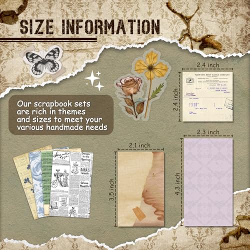 image for slapaflife 450 PCS Vintage Scrapbook Supplies Junk Journal Supplies, S