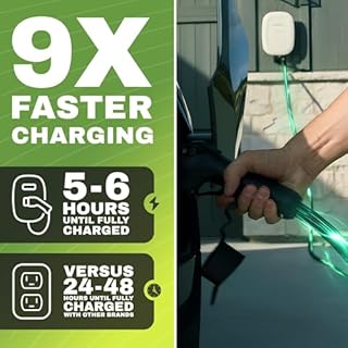 EMPORIA Level 2 EV Charger w/ J1772 Connector — 48 Amp, 240V WiFi Enabled Electric Vehicle Charging Station, 25ft Cable, NEMA 14-50, White