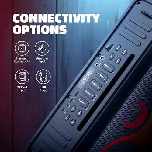Image of Artis SoundPro 500 Portable Bluetooth Party Speaker with TWS /USB /TF Card /AUX Input /Guitar Input /Wireless Mic & Wireless Remote (Black) (100W RMS Output)