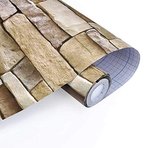 3D Stone Decorative Brick Wallpaper Removable PVC Wallpaper [17.7