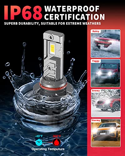 Fahren Krieges 2023 Newest 9005/Hb3 Led Headlight Bulbs, 22000Lm 600% Brighter 6500K Cool White Led Bulbs, 1:1 Size Plug & Play Led Headlights For High Beam Halogen Replacement, Canbus Ready Pack Of 2 #TOP6