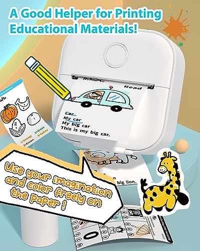 Image of Phomemo Sticker Printer- Print Pods Mini Sticker Printer Maker, Inkless Machine Portable T02, Bluetooth Thermal Pocket Photo Maker for Study Notes, Daily, Photos, DIY, White
