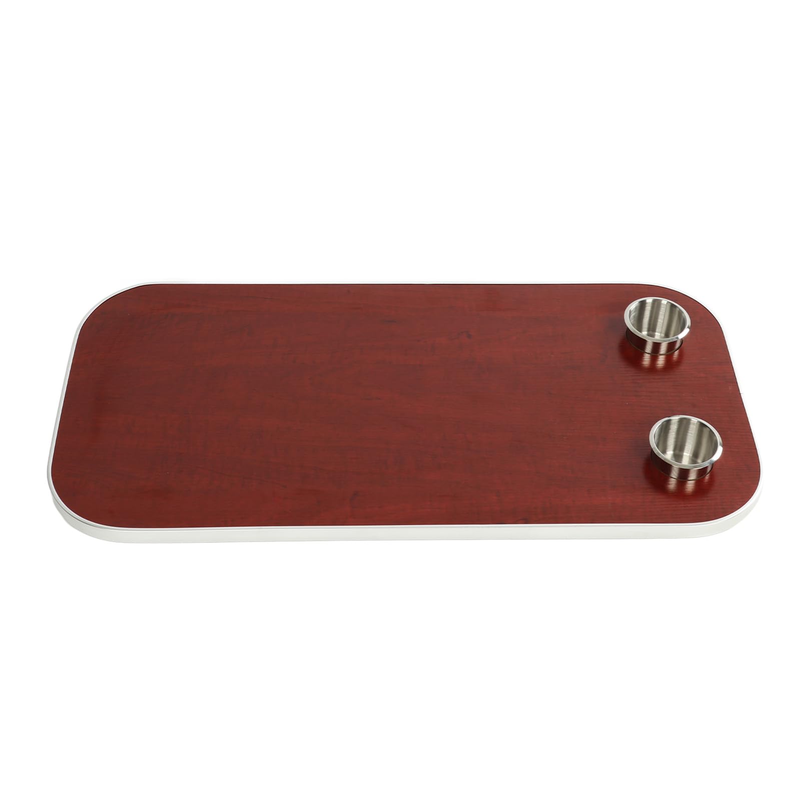Akozon Mesa de Barco de Madera Maciza con 2 Portavasos, Panel de Escritorio Extraíble para Yate Marino RV (Rojo Oscuro)
