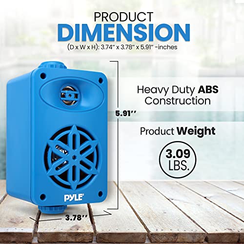 Image of PyleUsa Indoor Outdoor Speakers Pair - 200 Watt Dual Waterproof 3.5 inch 2-Way Full Range System w / 1 /2 inch High Compliance Polymer Tweeter - in-Home, Boat, Marine, Deck, Patio, Poolside (Blue) - PDWR35BL