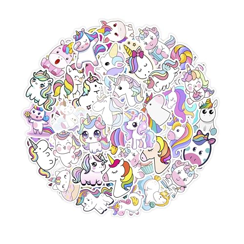 Pack of 100 Unicorn Stickers, Cute Vinyl Decals, Waterproof, Scratch Resistant, Ideal for Decorating Water Bottles, Laptops, Scrapbooks, and Creative Stickers