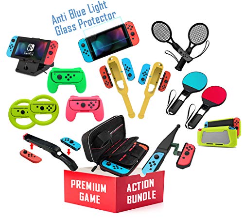 Skywin Switch Action Bundle - Accessory Kit for Nintendo Switch - Travel Case