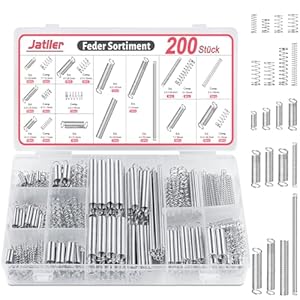 JatilEr 200 Stück Feder Sortiment Druckfedern