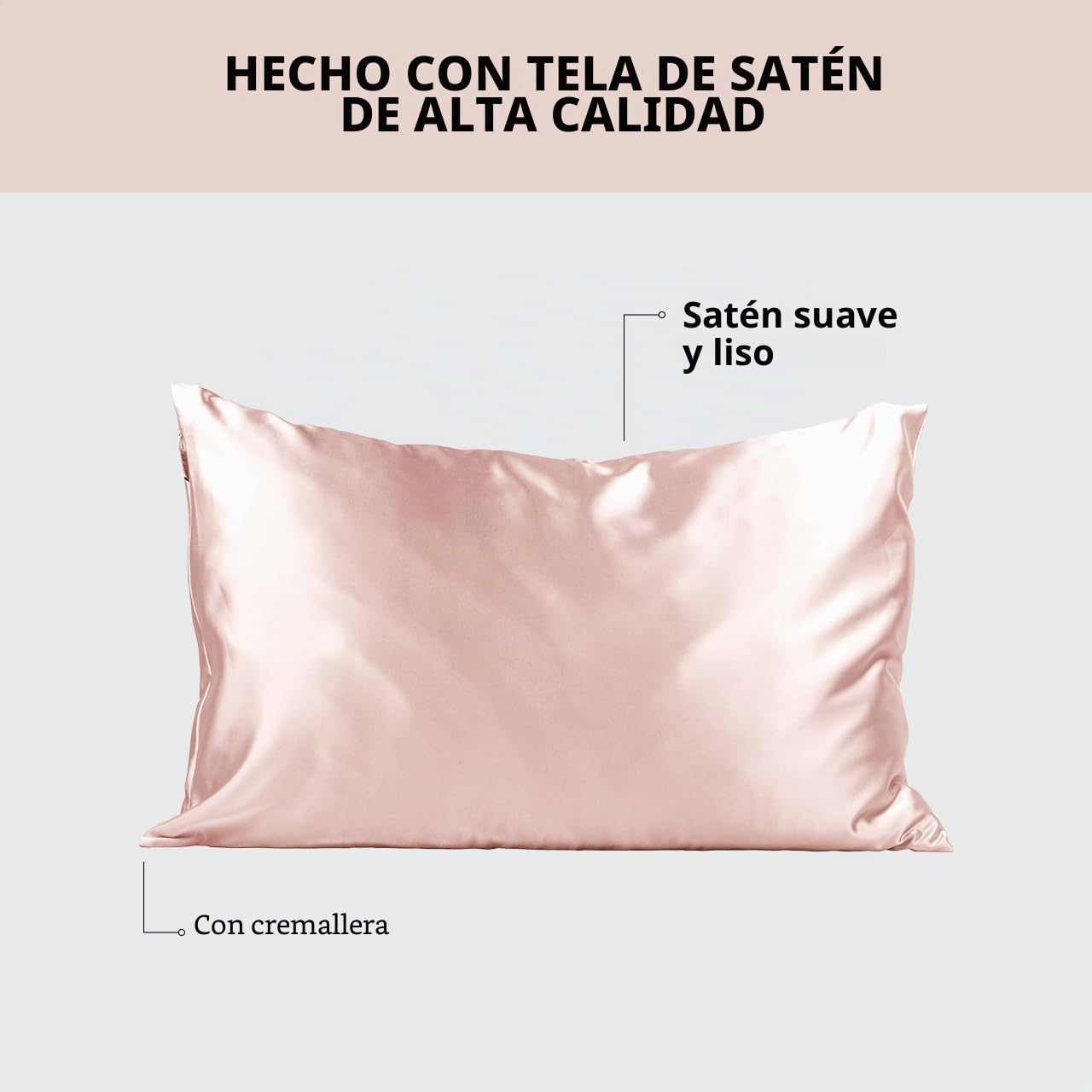 Kitsch Funda de Almohada refrescante de 100% satén con Cremallera, más Suave Que la Seda, Ideal para el Cabello y la Piel (King, 2 Paquetes, Rubor)