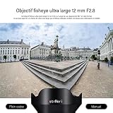 AstrHori 12 mm F2.8 pełny format ręczny obiektyw rybie oko 185° ultraszerokokątny obiektyw do bezlusterkowego aparatu Nikon Z-Mount Z6, Z7, Z5, Z6II, Z7II, Z9, Z50, ZFC itd.