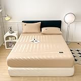 Cómo se lava el lino en lavadora: consejos y precauciones Sabana Bajera Ajustable Cama 71 * 79inch 1 Uds., Sábana Ajustable de algodón de Color sólido, Protector de colchón, Sábana, Colcha para Dormitorio, apartamento, Hotel, Color Caqui
