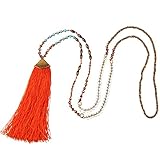 Halskette Länge: 36.2 Inches(ca.92cm), Quaste Anhänger Länge: 4.3 Inches(ca.11cm), freundlich Hinweis: Das ist eine extrem lange Halskette.