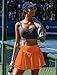 PINSPARK Tennis Skirts for Women Flowy Lightweight Athletic Skirt Pleated Stretchy Workout Skort with 3 Pockets, Orange Small