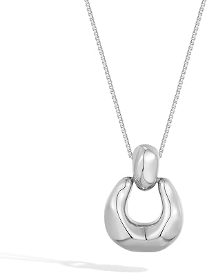 Statement Pendant Necklace for Women Fashion Chunky Jewelry | Trendy Door Knock Pendant, Hypoallergenic Brass Simple Jewelry, Minimalist Daily Wear