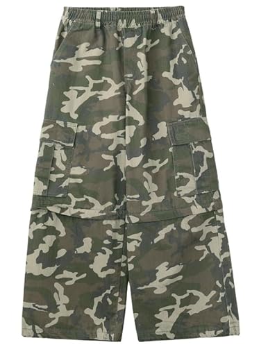 [X-girl] �E�H�b�V���h2�E�F�C���C�h���b�O�J�[�S�p���c WASHED 2WAY WIDE LEG CARGO PANTS 105253031001 CAMO S