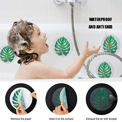 Secopad rutschfeste Badewannen-Aufkleber, große Blätter, selbstklebend, für Dusche und Badewanne, mit Premium-Schaber, 10 Stück