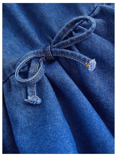 MakeMeChic Women's Bow Knot Denim Mini Skirt Elastic Waist A Line Short Jean Skirts3