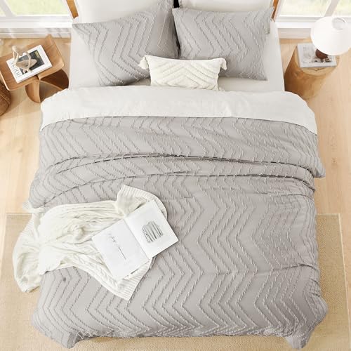 Image of Litanika Boho Queen Comforter Set, 3 Pcs Linen Lightweight Bedding Set
