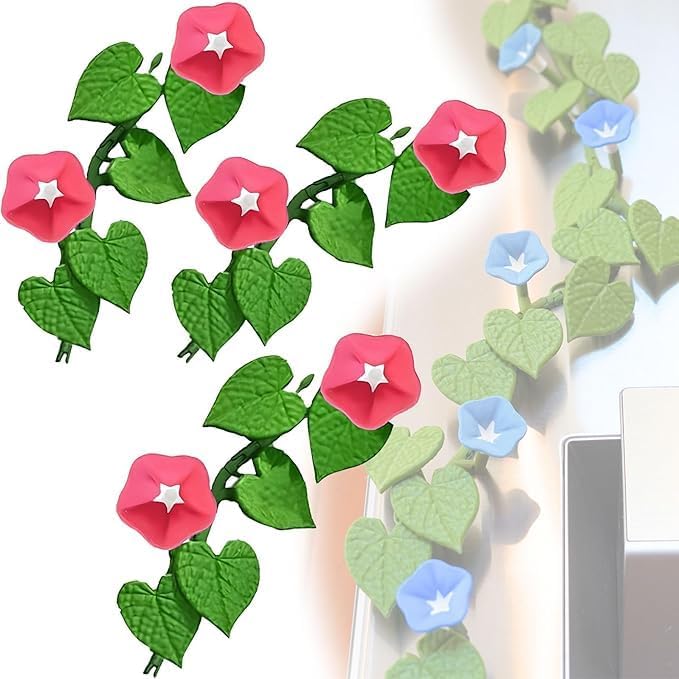 Morning Glory Climbing Ivy Fridge Magnets,3D Print Ivy Fridge Magnet Green Plant Fridge Magnet,Morning Glory Magnets for Locker Kitchen Home Office Decor (Pink, 3PCS) Morning Glory Climbing Ivy Fridge Magnets,3D Print Ivy Fridge Magnet Green Plant Fridge Magnet,Morning Glory Magnets for Locker Kitchen Home Office Decor (Pink, 3PCS)