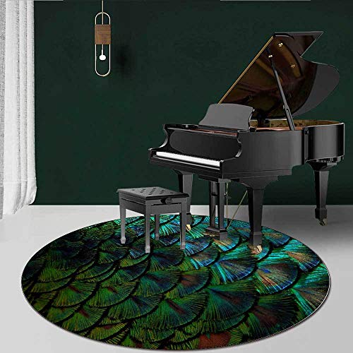 LONGSAO Alfombras Salon Grandes ø 160 cm Home Alfombra Diseño Moderna Alfombras Antideslizante Gran Tamaño Alfombra Retro Abstracto Verde Negro
