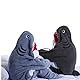 IVEOPPE Shark Blanket - Hai Decke für Erwachsene Kind,Gemütlichem Flanell mit Kapuze,Tragbare Hoodie Decke, Schlafsack Onesie Hai Kostüm(190 cm, Grau-Blau)