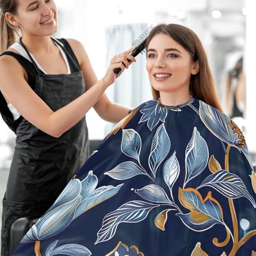 Capa de corte de cabello floral elegante impermeable profesional para barbería con cierre ajustable de broche para peinados y peluquería miniatura 7