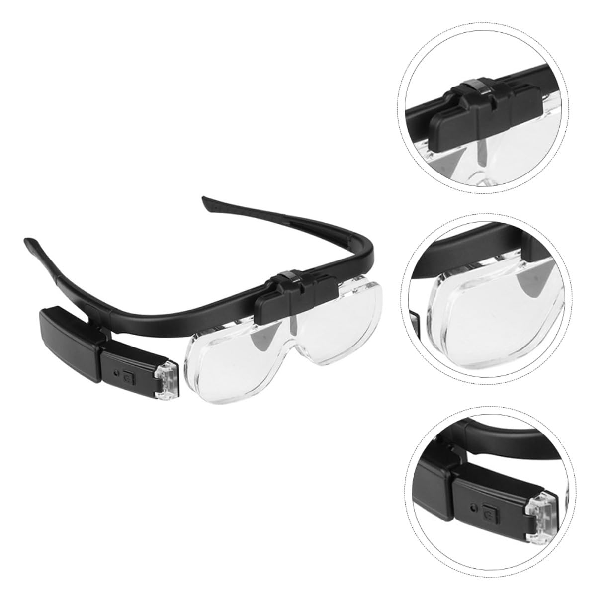 TEHAUX Gafas de Lectura Lupa y Luz LED Recargable, Diseño Ergonómico, Lente Óptica Acrílica y Accesorios Metálicos para Trabajo de Precisión y Lectura