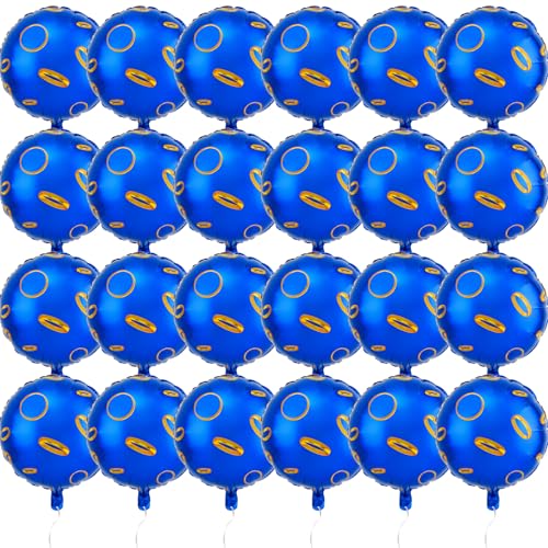 Ballons en aluminium anneaux bleus et dorés pour anniversaire enfant (Lot de 24, 45 cm)
