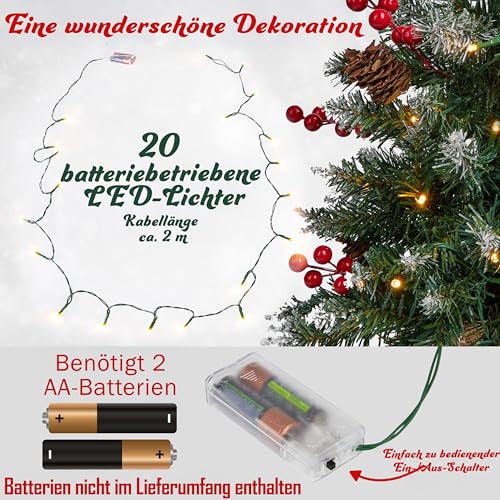 Get Trend Künstlicher Weihnachtsbaum Klein mit Beleuchtung, 50 cm Tannenbaum mit LED Lichterkette, Xmas Deko für Innen (Grüne) – Bild 3