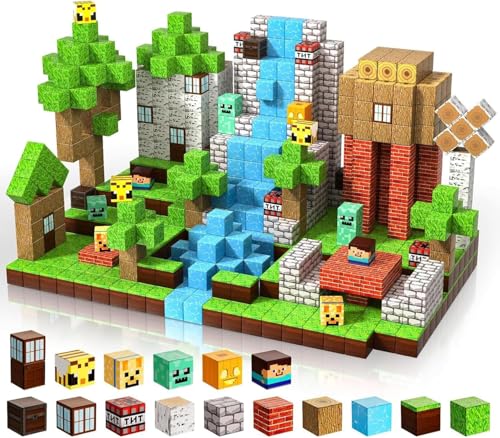 Magnetic Building Blocks - 150PCS Build Magnet Primitive Village Set, STEM Sensory Toys for 6+ Year Old Boys & Girls (150pcs Primitive Village)