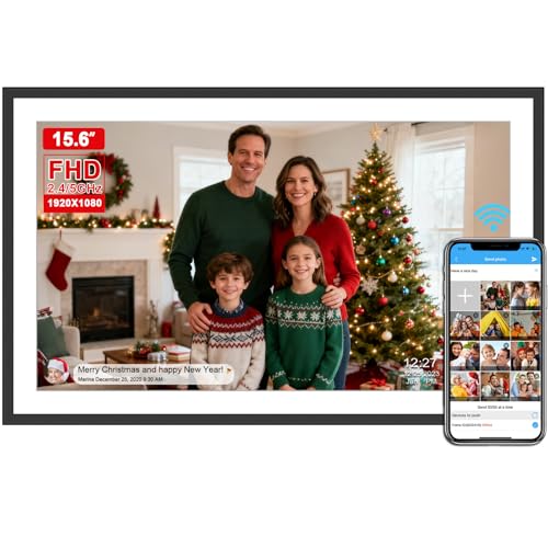 Image of 15.6inch WiFi Digital Picture Frame 1920x1080 FHD IPS Touch Screen, Send Photo or Videos via App or Email, 32GB Storage, Support USB Drive /SD Card Extend Storage,Auto-Rotate, Wall Mountable
