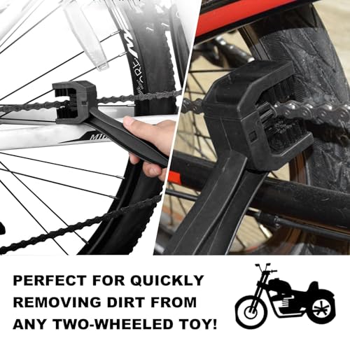 Kewucn 2 PCS Bike or Motorcycle Chain Washer, Universal Bicycle & Motorcycle Chain & Gear Scrubber, Durable ABS Material, Black
