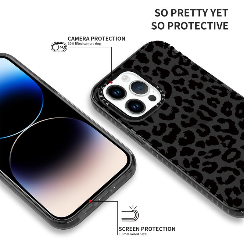 Yoedge 2 Pezzi Cover per iPhone 13 Pro 6,1", Ultra Sottile Trasparente Morbida TPU Custodia in Silicone Antiurto Protettiva Case con Aesthetic Disegni per Donne per iPhone 13 Pro, Stampa Leopardata - 4