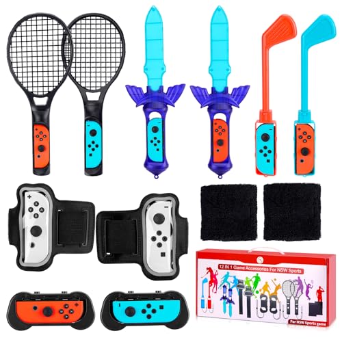 SIKEMAY Nintendo Switch Sports Accessories, 12-in-1 Bundle for Nintendo Switch Games, Switch Sports Set for Nintendo Switch G