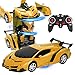 MorNon Fernbedienung Transformator Auto Ferngesteuert Fahrzeug Transform Toy Auto für Kinder Deformation Roboter Auto Spielzeug（ Gelb）