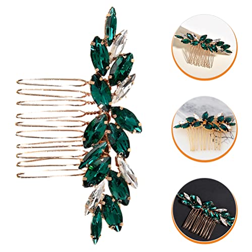 Logofun 2Pcs Wedding Crystal Hair Comb Emerald Bride Wedding Hair Comb Insert Hair Accessory (Green) #TOP4