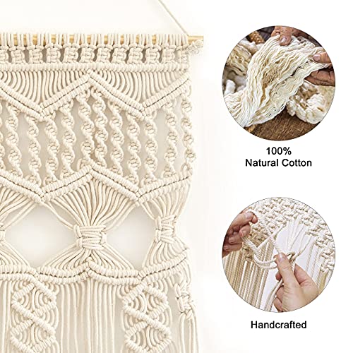 Chardin Home- Lorena Wall Art- Handcrafted Braided Macrame Tapestry, Wall Hanging Decoration. 16"X 24". Off White #TOP1