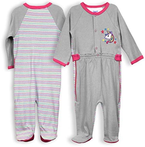 Spencers H73107-3 0-3 Months Zip Leg Sleeper - Unicorn & Stars Multicolor