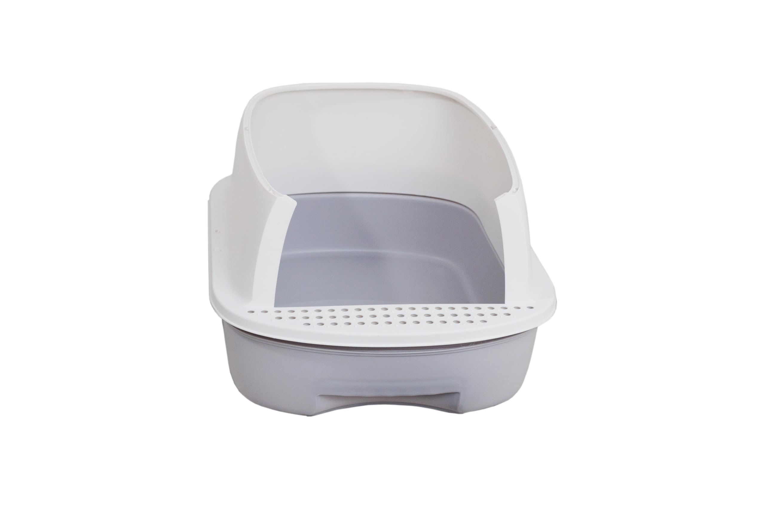Arenero para Gatos Cubierto Caja de Arena Cerrado con Tapa Removible Bandeja Extraíble Filtro de Carbono Pala y Plataforma Antirastros 52x39x40,5 cm Blanco y Gris