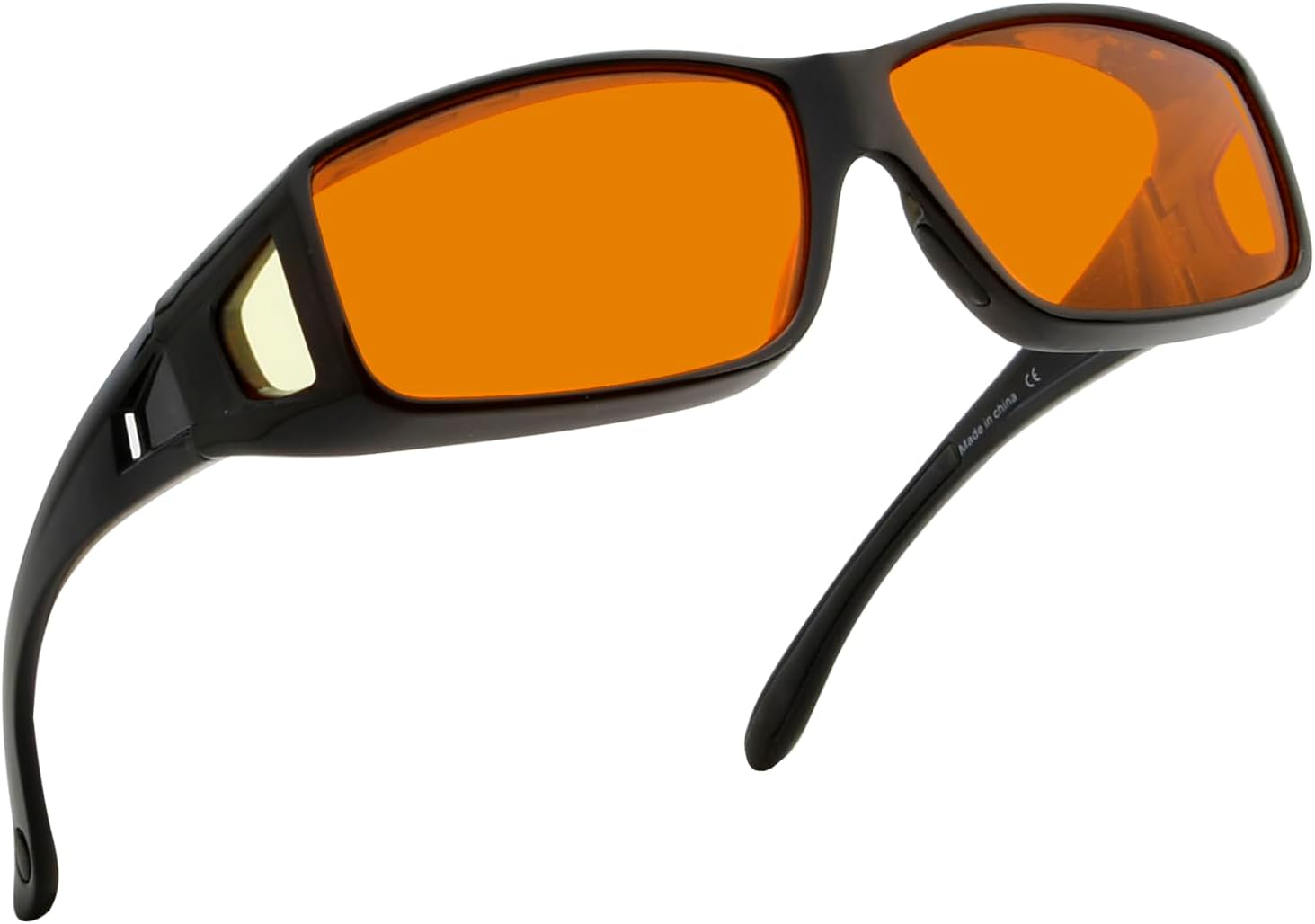 BLUELESS Fitover Glasses for Computer Blue Blocking with Orange Tinted Sleep Glasses, Black