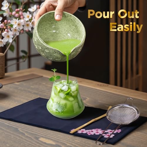 AANQQ Matcha Whisk Set with Ceramic Bowl
