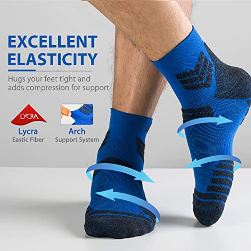 Avoalre Running Socks For Men Women Coolmax Sports Athletic Socks Moisture Wicking Cushioned Breathable Quarter Low Cut Socks 3 Pairs (Blue Black, Small) #TOP3