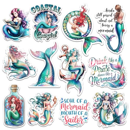 (12pcs-3in) Mermaid Sticker Stickers Cute Coastal Fantasy Teens Gifts Set