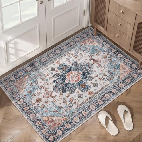 Image of Tangsoo Vintage 2x3 Washable Rugs for Entryway, Non Slip Small Area Rug