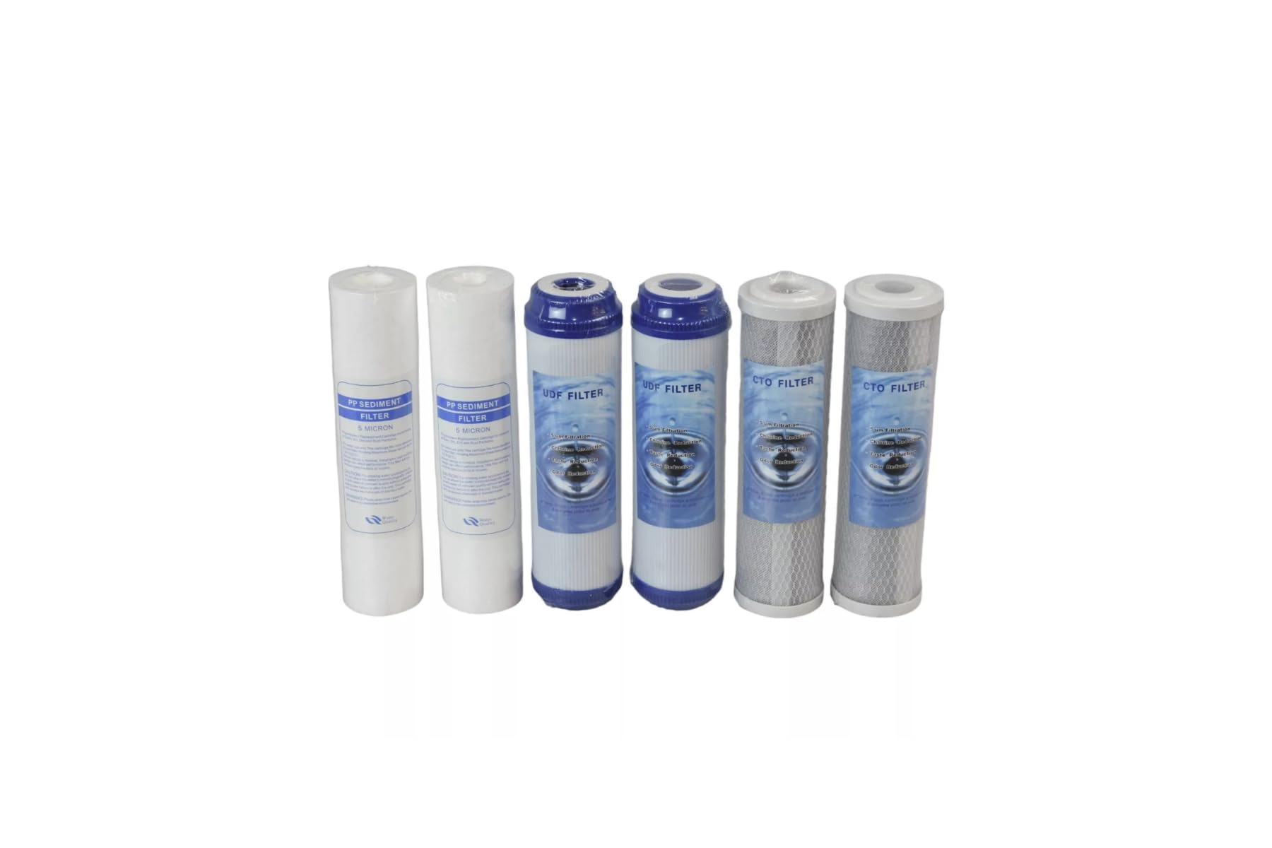Filtre à eau potable 2 kits trois cartouches (6 pièces) filtre système filtration eau séduction + charbon actif 10" 5 μm pour purificateur sous évier