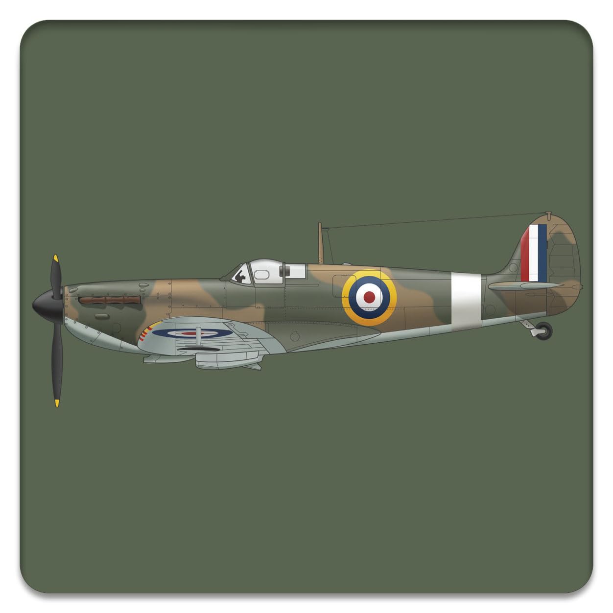 Spitfire Drinks Coaster, for Enthusiasts, Bamboo, 10 x 10 cms