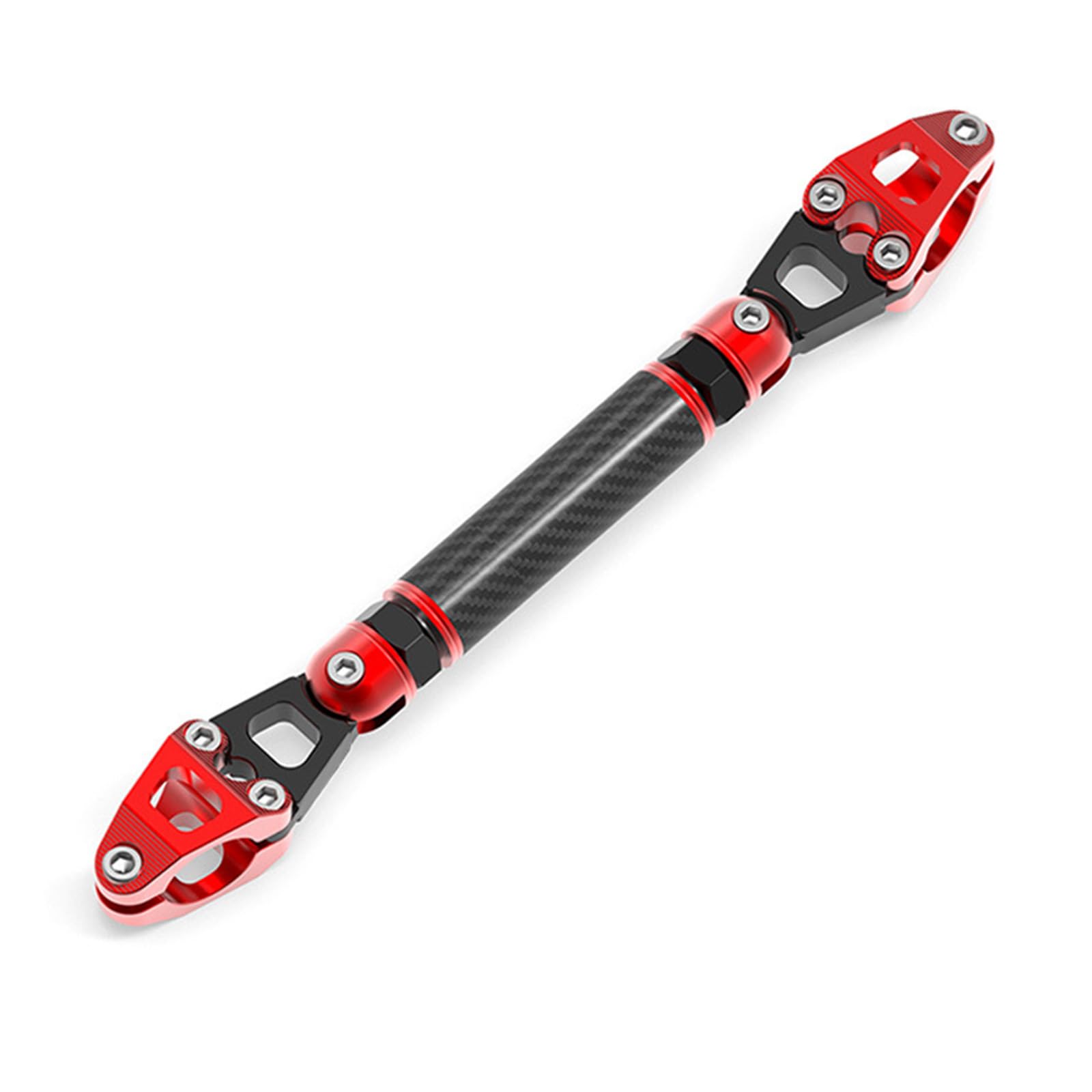 traversino per manubrio, barra di bilanciamento universale, da 22 mm, in lega di alluminio, lunghezza regolabile, extender per manubrio, prolunga, leva, colore rosso