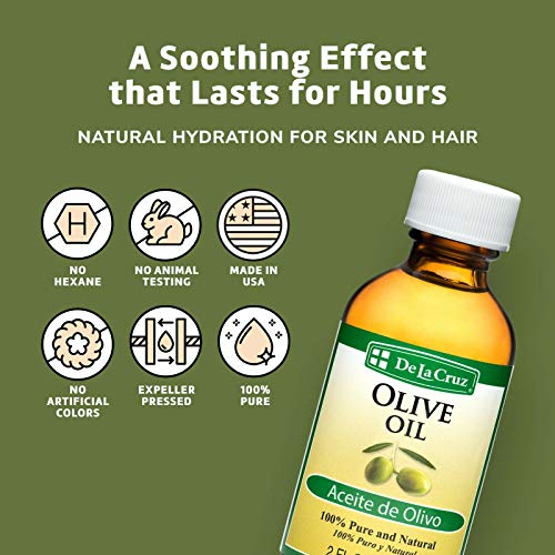 De La Cruz Pure Olive Oil - Natural Expeller Pressed Olive Oil For Hair And Skin - Lightweight Body Oil For Dry Skin 8 Fl Oz #TOP6